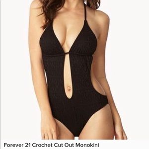 Black crochet monokini